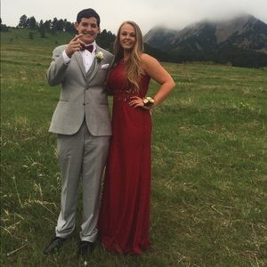 Red Long Prom Dress with Details